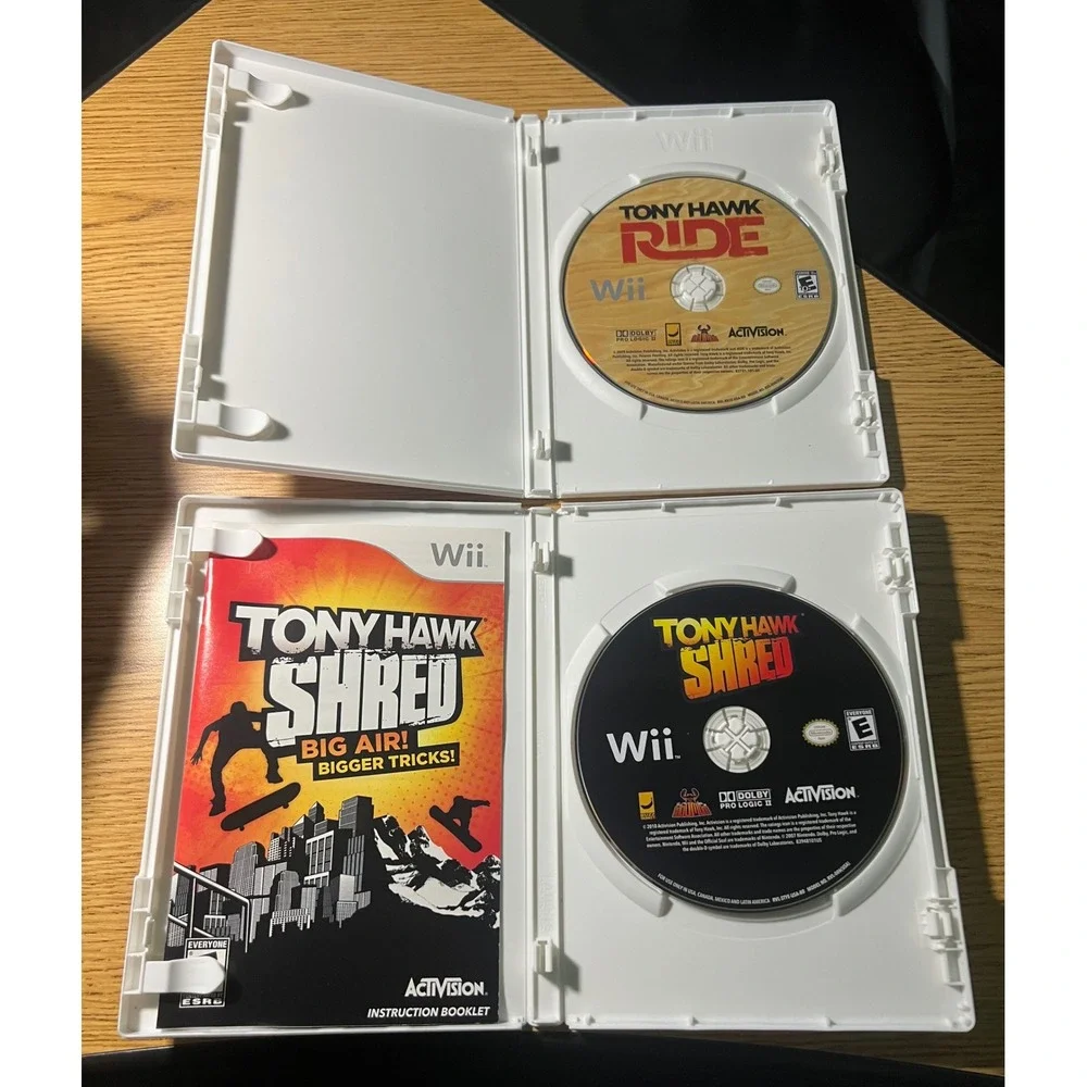 Tony Hawk Ride & Shred Nintendo Wii Games Bundle Activision Skateboarding